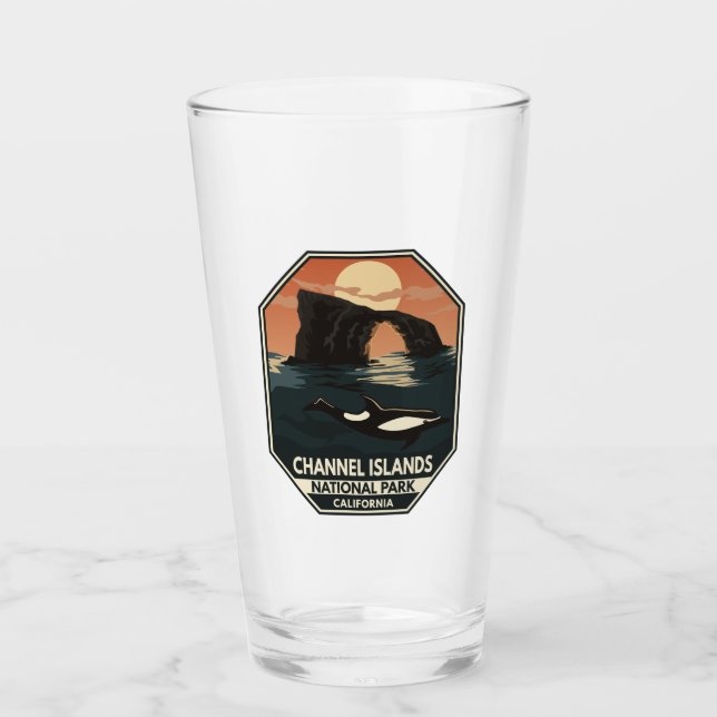 Verre Le Dolphin Retro Emblem du Parc national des Îles- (Devant)