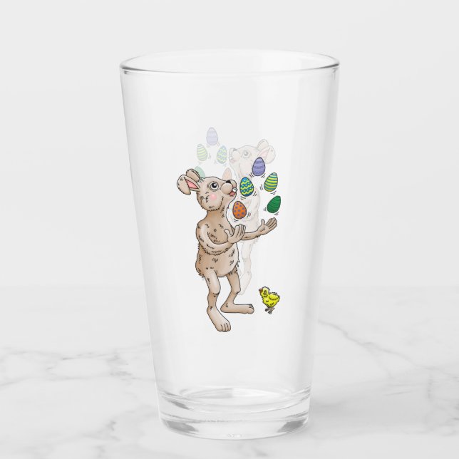 Verre Le lapin de Pâques jongle avec les oeufs de Pâques (Devant)