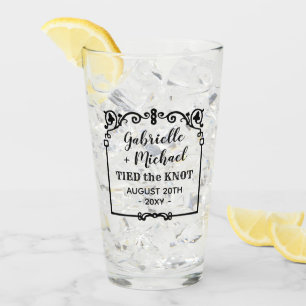 Verre Le mariage a attaché les noms vintages fleuris de