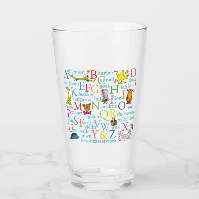 Verre Le Motif ABC du Dr Seuss avec des mots (Devant)