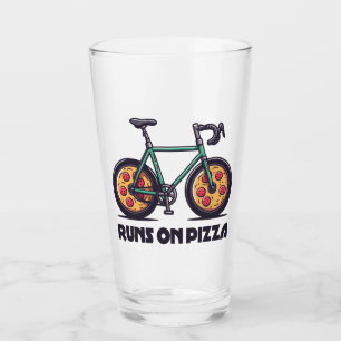 Verre Le Vélo Passe Sur La Pizza