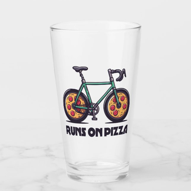 Verre Le Vélo Passe Sur La Pizza (Devant)