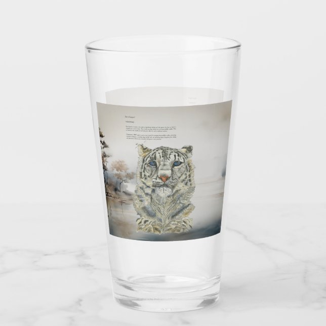 Verre Leopard de neige peint à la main (Devant)