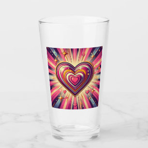 Verre les années 70 coeur pop art/Valentines