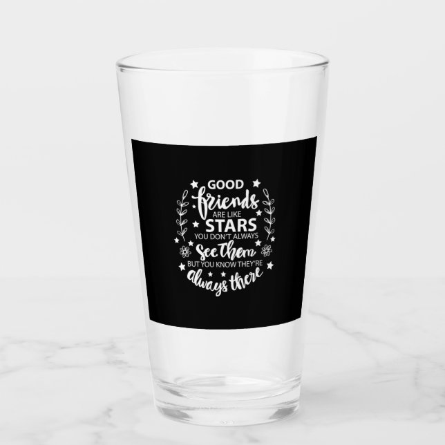 Verre Les Bons Amis Sont Comme Des Étoiles (Devant)