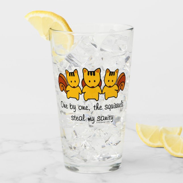 Verre Les écureuils volent ma santé d'esprit (Devant glace)
