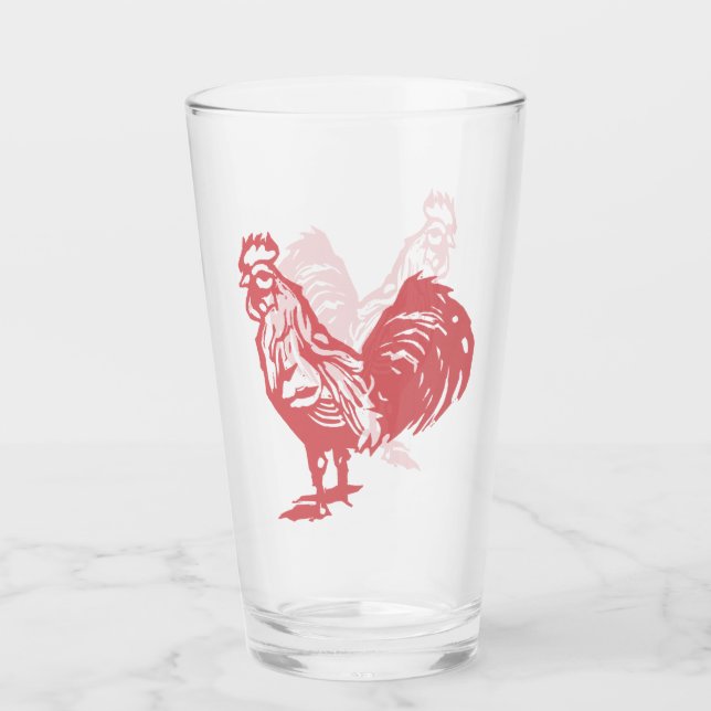 Verre Letterpress Style Red Roster (Devant)