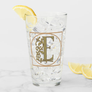Verre LETTRE E MONOGRAM Beau Mariage Nouveau Accueil Cad