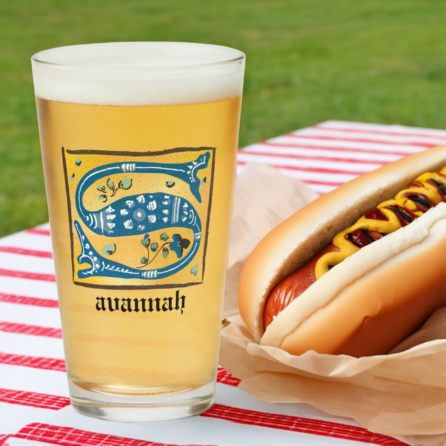 Verre LETTRE Florale Médiévale ÉCLAIRÉE S MONogramme (Créateur téléchargé)