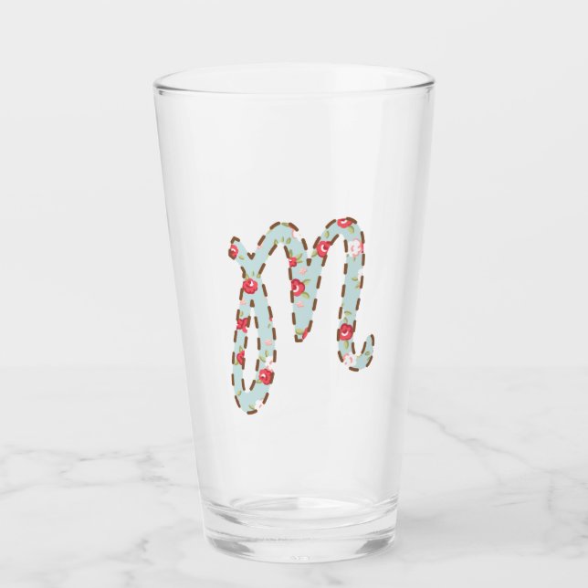 Verre LETTRE FLORALE MINTE rose M (Devant)