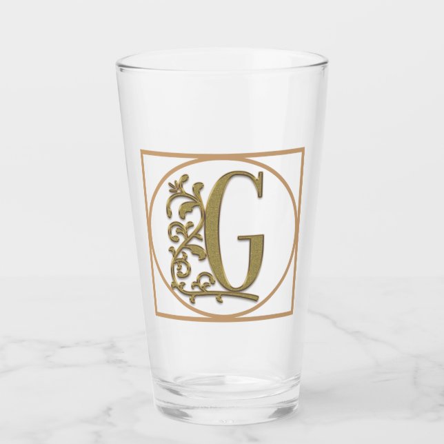 Verre LETTRE G MONOGRAM Beau Mariage Nouveau Accueil Cad (Devant)