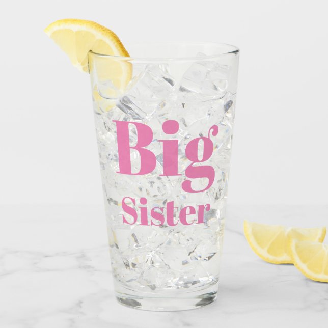 Verre LETTRE GRANDE SOEUR rose clair fille (Devant glace)