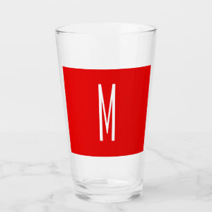 Verre Lettre initiale Monogramme Style moderne Rouge Bla