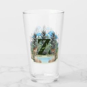 Verre Lettre monogramme personnalisée Z Cerf aquarelle