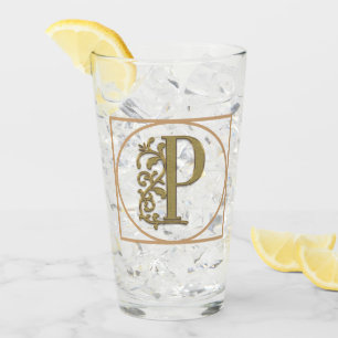 Verre LETTRE P MONOGRAM Beau Mariage Nouveau Accueil Cad