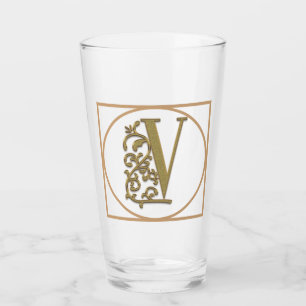 Verre LETTRE V MONOGRAM Beau Mariage Nouveau Accueil Cad