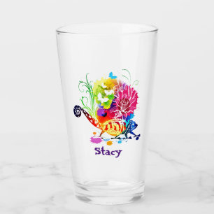 Verre Lézard floral coloré