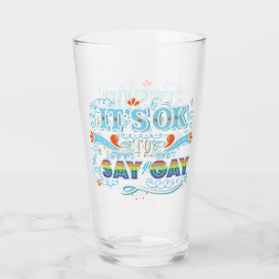 Verre LGBTQ It's OK To Say Gay Pride Rainbow