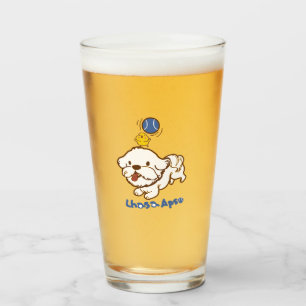 Verre Lhasa apso bubu et petit poulet guagua