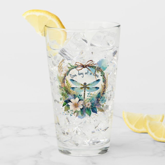 Verre libellule florale Un jour à la fois (Devant glace)