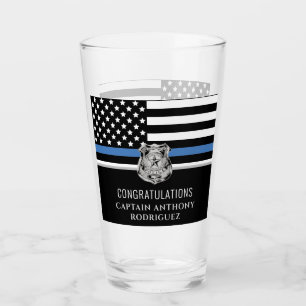 Verre Ligne Bleue Mince Police Police Retraite
