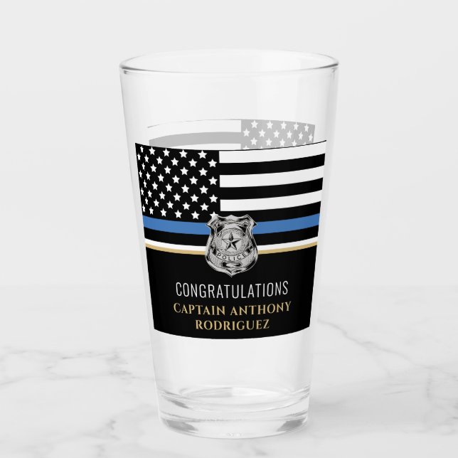 Verre Ligne Bleue Mince Police Police Retraite (Devant)