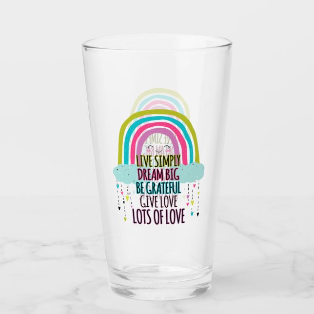 Verre Live Simply Dream Big Be Grateful Give Love (Devant)
