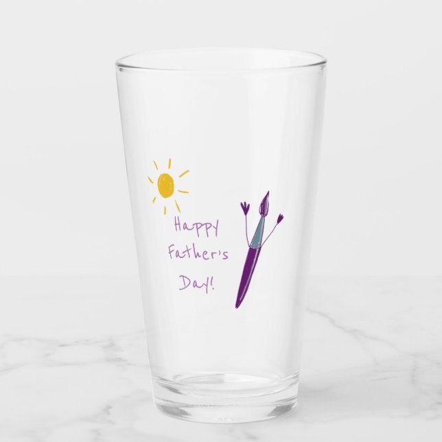 Verre L'oeuvre de ton enfant pour papa (Devant)