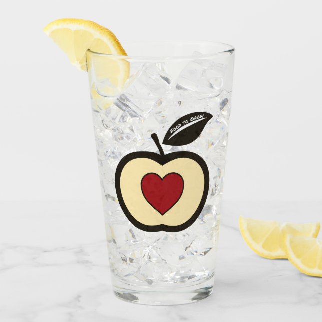 Verre Logo Apple & Heart Black & Red Food to Grow (Devant glace)