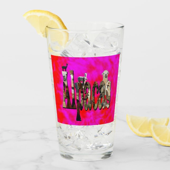 Verre Logo d'alpaca rouge et rose (Devant glace)