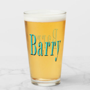 Verre Logo du nom Barry bleu aqua,