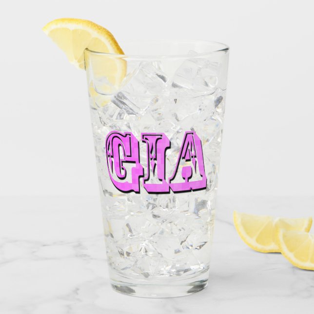 Verre Logo du nom de Gia rose, (Devant glace)
