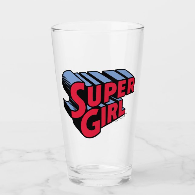 Verre Logo du nom empilé de la superfille rouge et bleue (Devant)