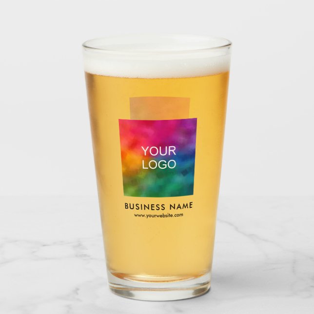 Verre Logo Entreprise Petite Entreprise Ici Bière Modèle (Devant (rempli))