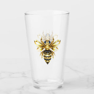 Verre Logo Faux Gold Foil Bee Polygonal sur Noir
