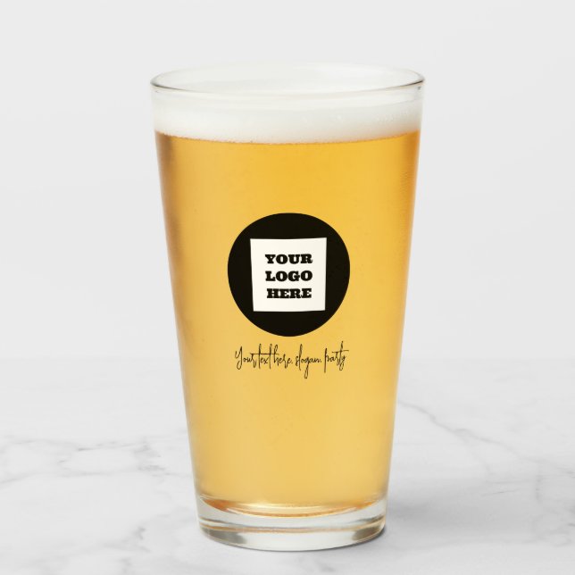 Verre Logo personnalisé Texte d'affaires Bière de script (Devant (rempli))
