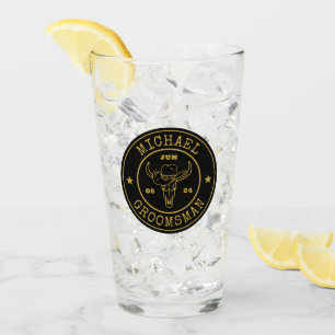 Verre Logo Rustique Old West Cowboy Groomsmen personnali