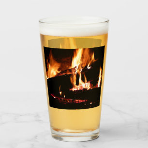 Verre Logs dans la cheminée Photographie de feu chaud