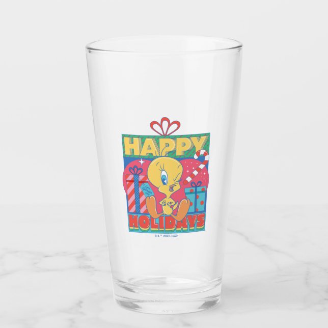 Verre LOONEY TUNES™ | TWEETY™ Joyeuses fêtes (Devant)