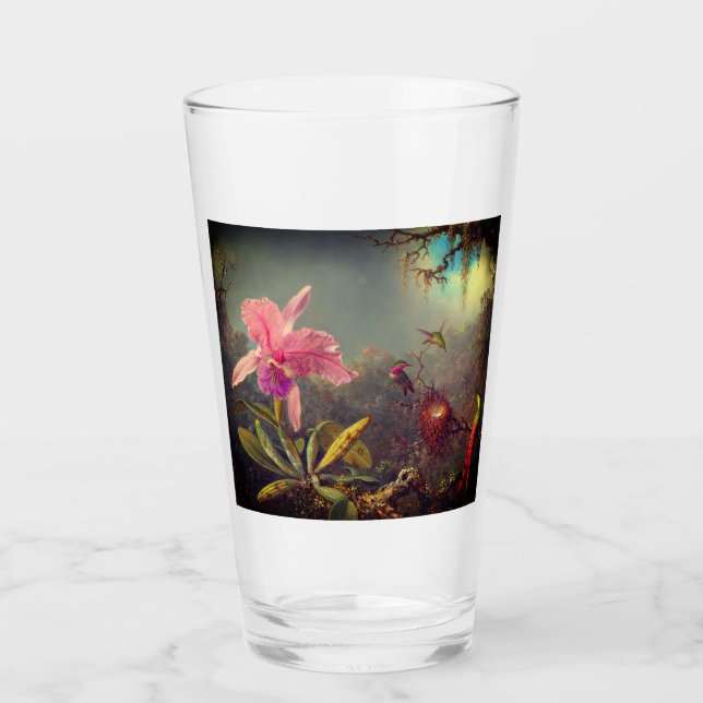 Verre L'orchidée de Cattleya et trois colibris Heade (Devant)
