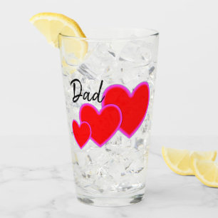 Verre Lotsa Love Red Pink Love Hearts Papa Nom personnal
