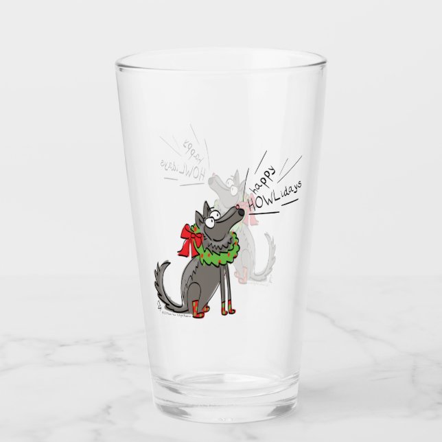 Verre Loup Noël Joyeux Howlidays Funny (Devant)