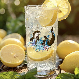 Verre Loutre de rivière fantaisiste bleue ludique éclabo