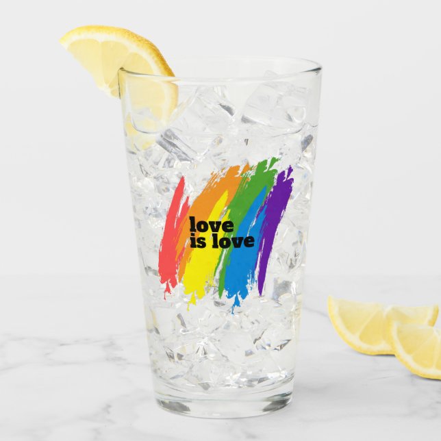 Verre Love Is Love Pride LGBTQ Rainbow Motif (Devant glace)