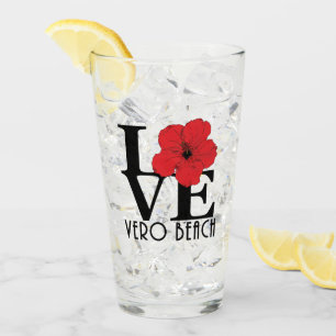 Verre LOVE Vero Beach Hibiscus rouge