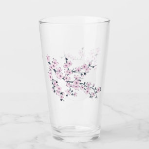 Verre Lune blanche rose et soyeux en fleurs de cerisiers