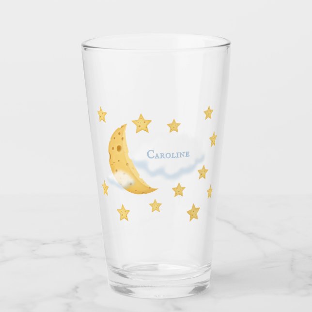 Verre Lune Cheesy & Étoiles Fluffy Personnalisé Cloud Cu (Devant)