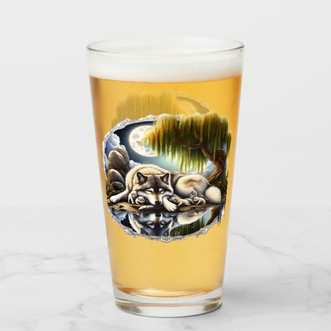 Verre Lune Sérénité Un Loup Slumpteur (Devant (rempli))