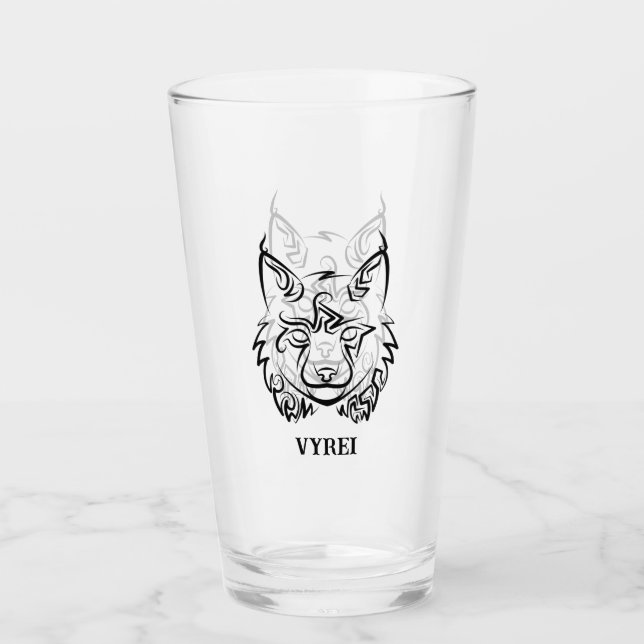 Verre Lynx tribale noire et blanche (Devant)