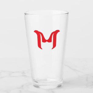 Verre M majuscule rouge géométrique gras stylisé